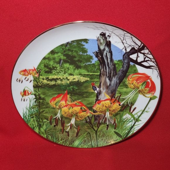 VTG Decorative Plate Royal Windsor Regal Lily Wildflowers of the South Gold Trim - Picture 5 of 12